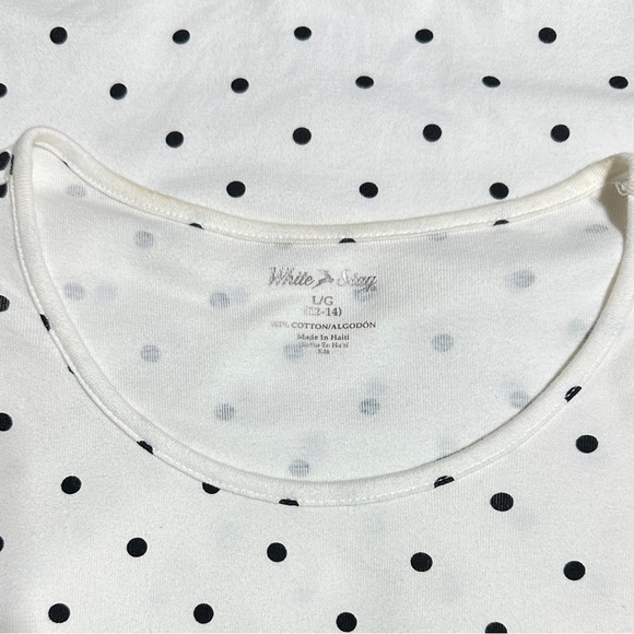 White Stag Polka Dot Tee Shirt Size L (12β14) Black Dot Print Cotton Haiti - Picture 3 of 7